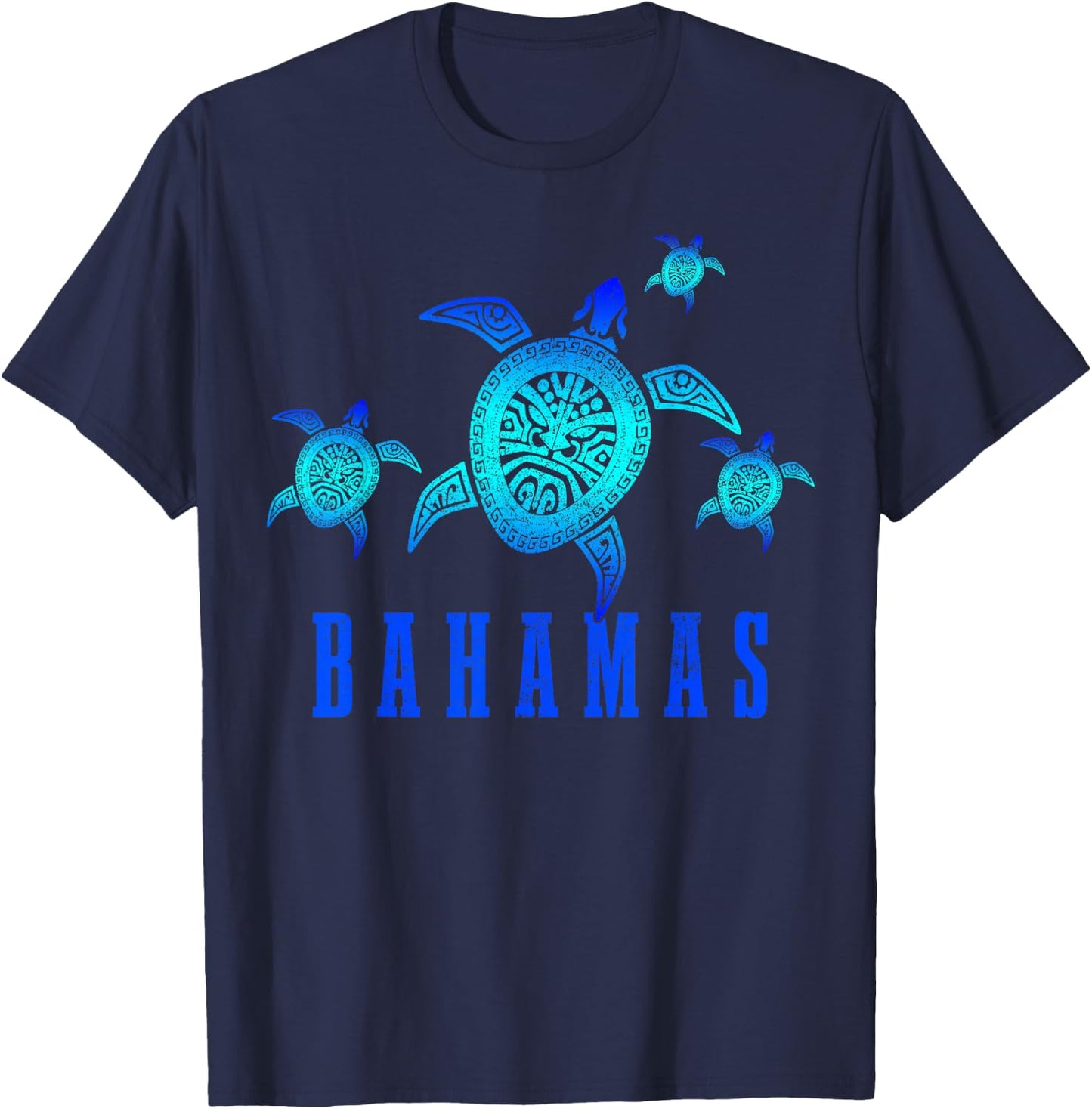 Bahamas Sea Turtle Tribal Pattern Scuba Diving Diver Bahamas T-Shirt - T-Shirt | Navy