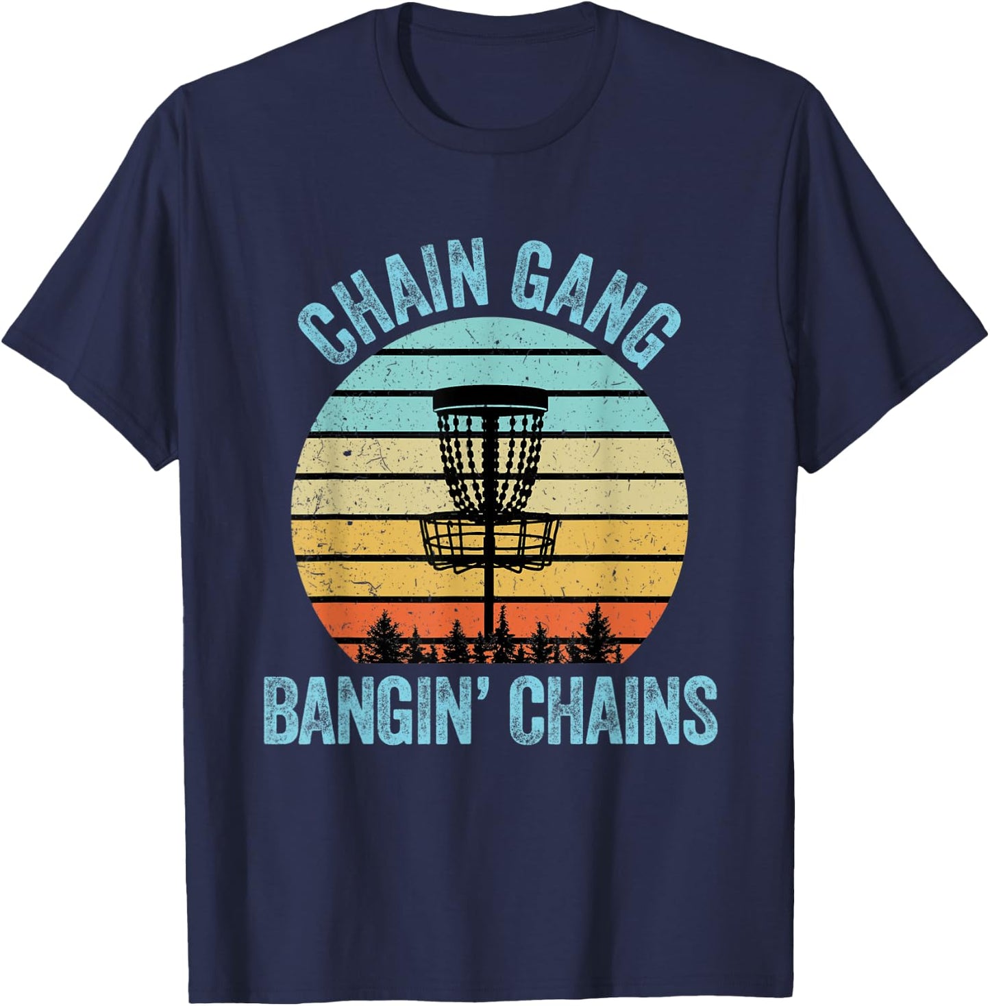 Disc Golf Shirt Funny Chain Retro Disc Golf Gift T-Shirt - T-Shirt | Navy
