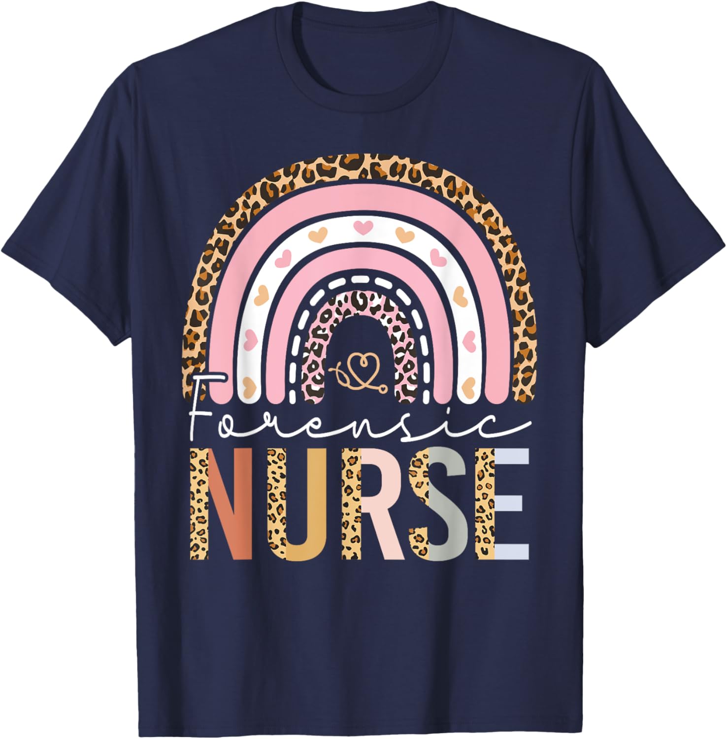 Forensic Nursing Leopard Cute Forensic Nurse Women T-Shirt - T-Shirt | Navy