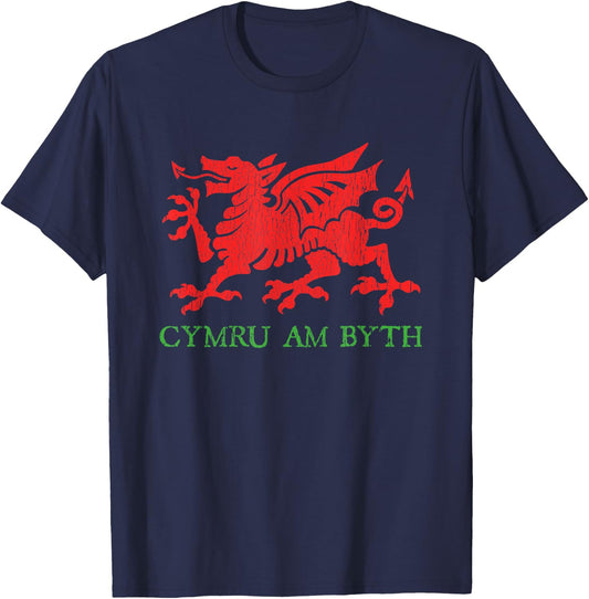Proud UK England Roots Team Women Kids Cymru Am Byth Welsh Rugby Dragon Wales Player Pride Gifts T-Shirt - T-Shirt | Navy
