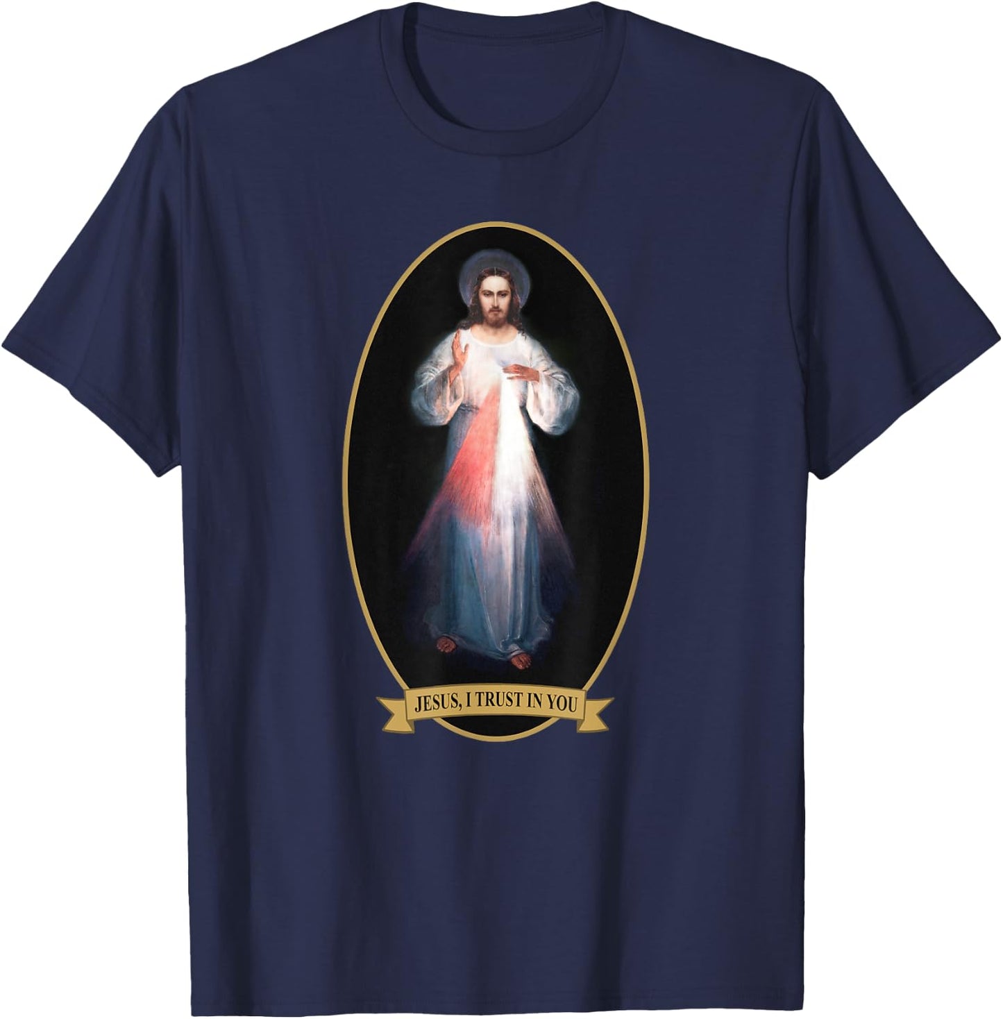 Divine Mercy, Jesus I Trust in You T-Shirt - T-Shirt | Navy