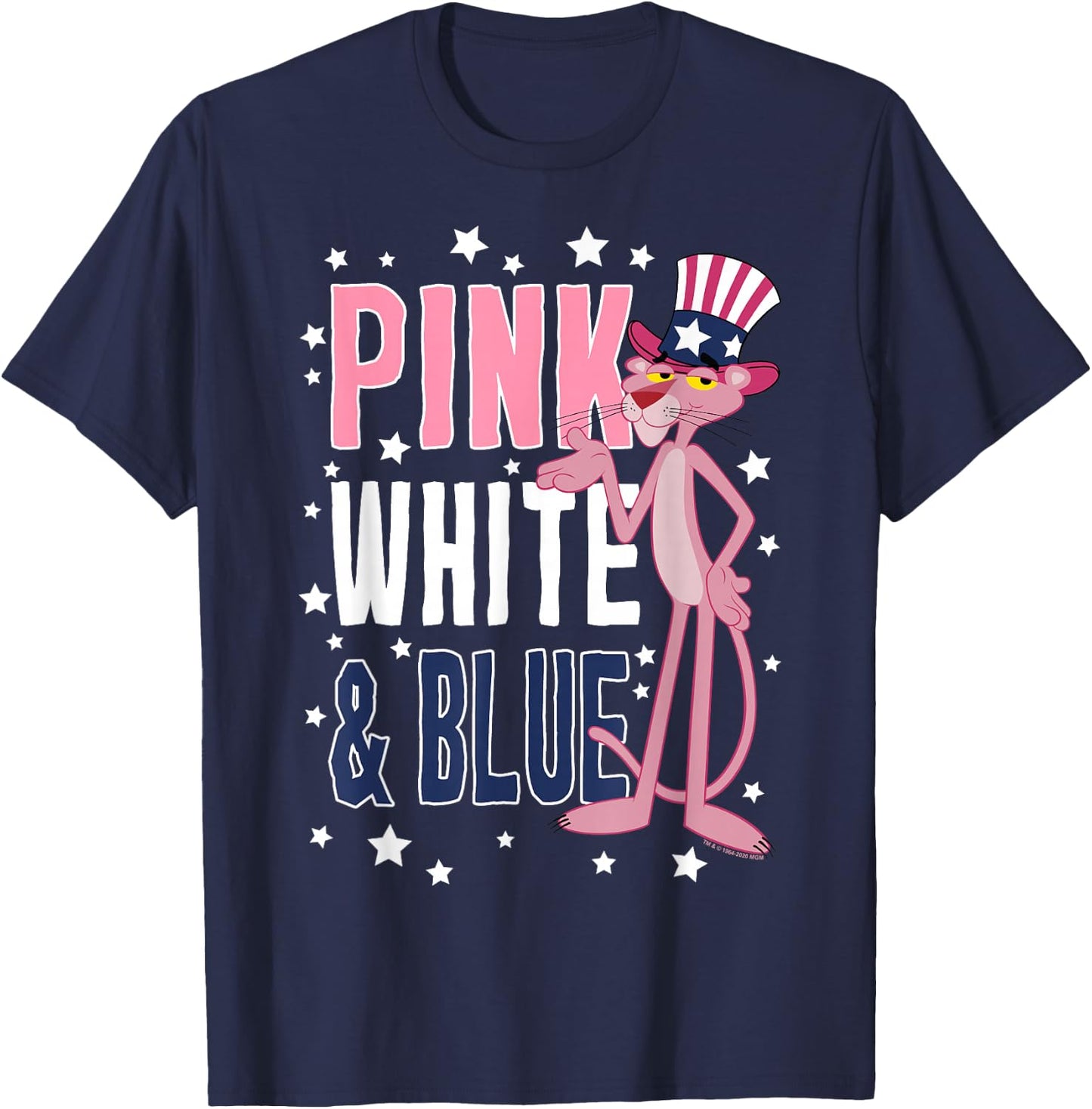 The Pink Panther Pink White & Blue T-Shirt - T-Shirt | Navy