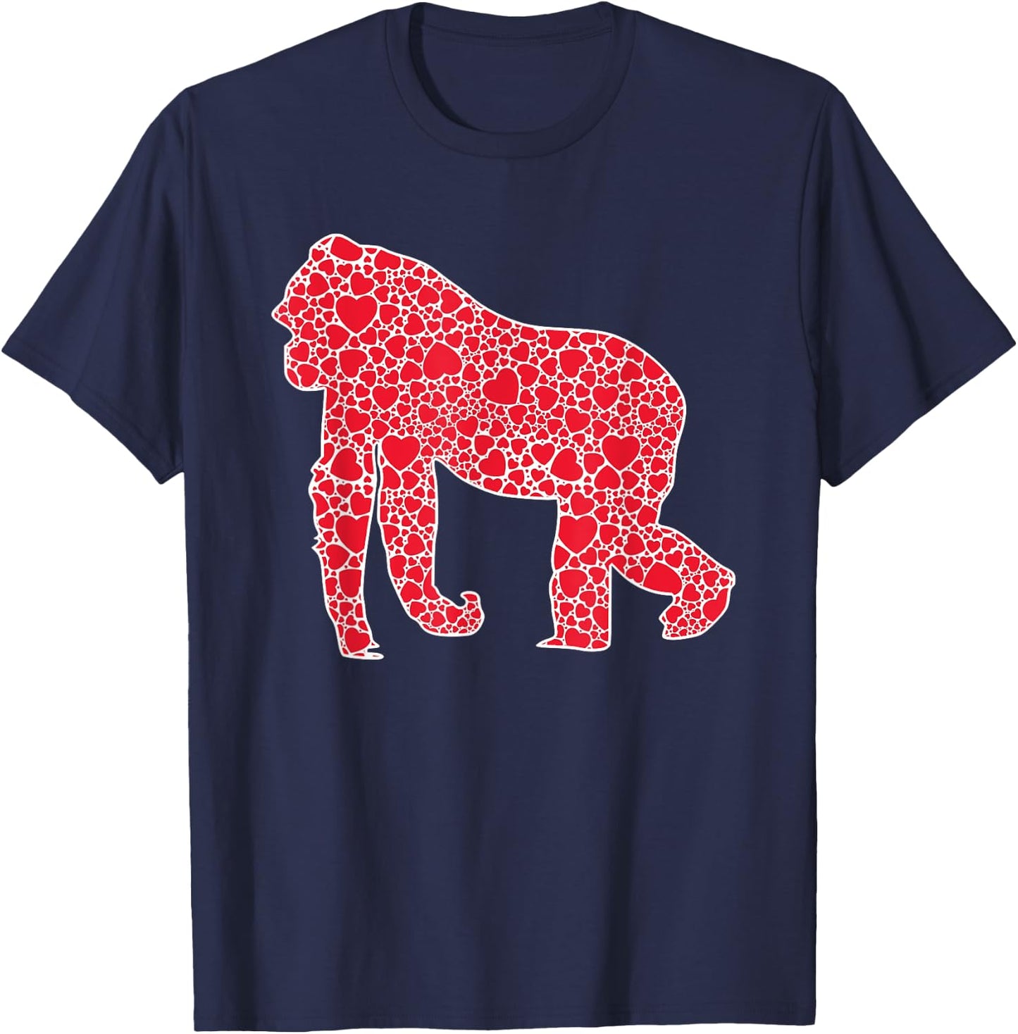 Gorilla Hearts Valentine's Day Ape Animal Lover Girl Gift T-Shirt - T-Shirt | Navy