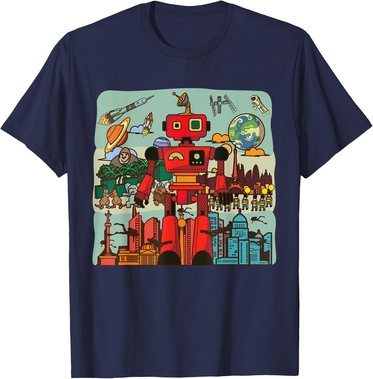 Retro Japanese Robotics Engineer Gift Funny Toy Robot T-Shirt - T-Shirt | Navy