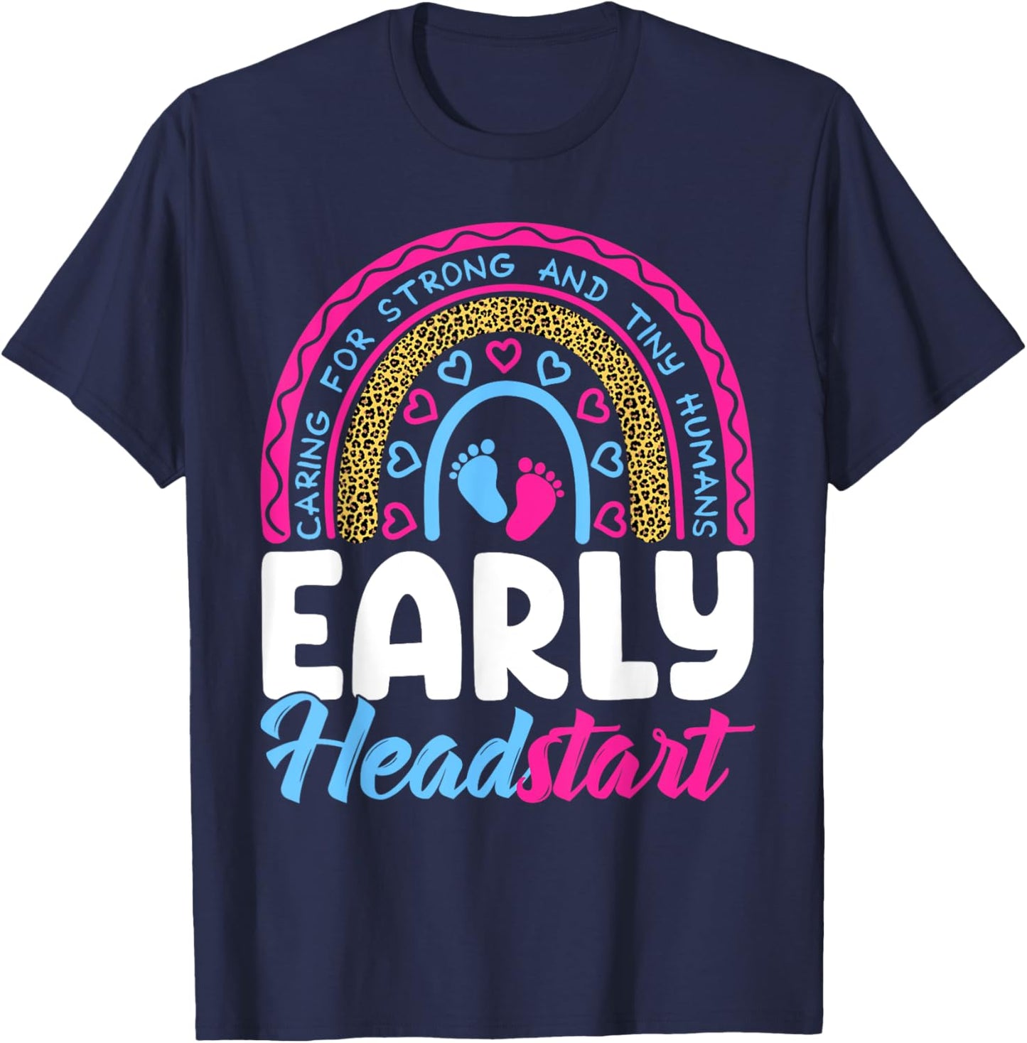 Early Headstart Teacher Head Start Leopard Back To School T-Shirt - T-Shirt | Navy