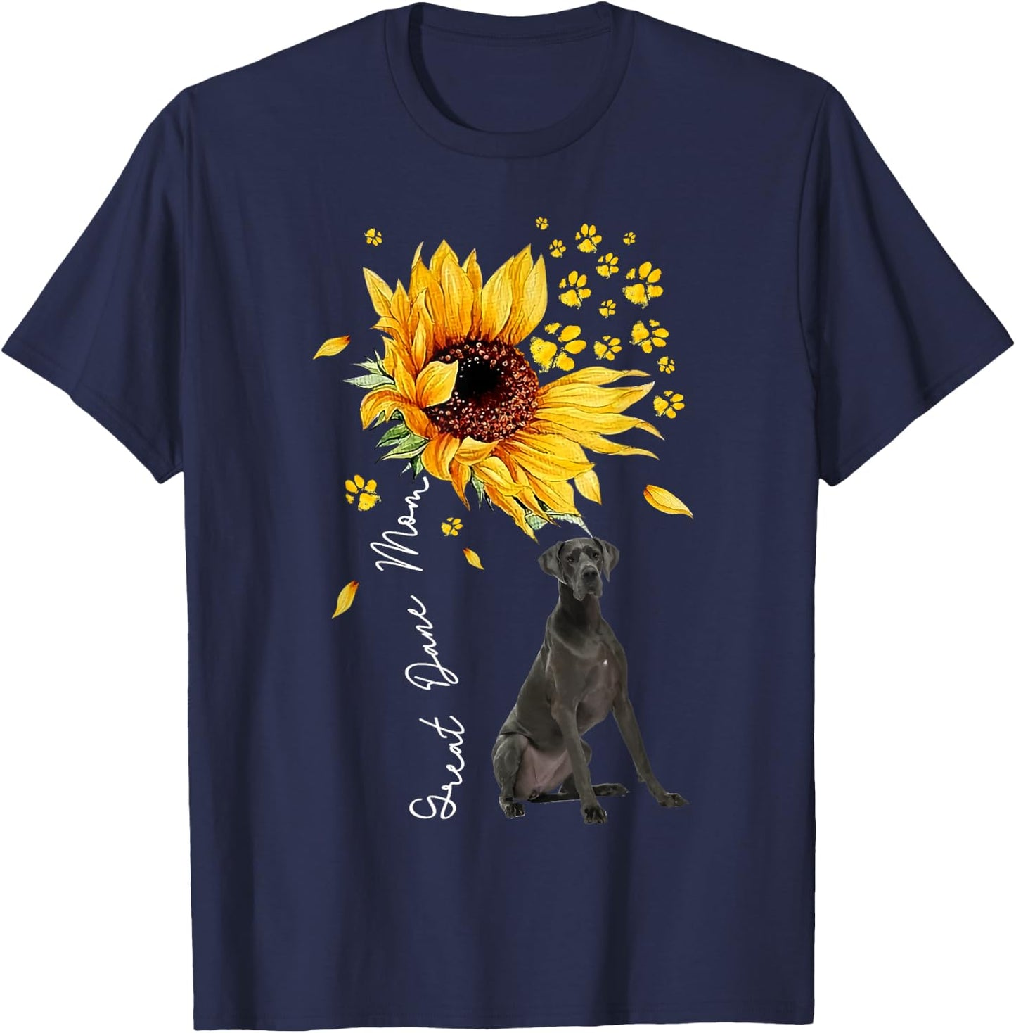 Sunflower Great Dane Mom Dog Lover Mother’s Day T-Shirt - T-Shirt | Navy