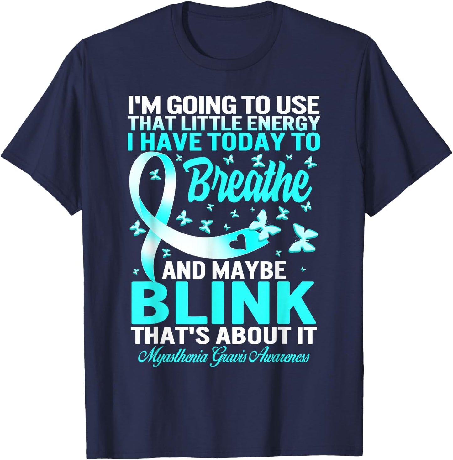MG Awareness Myasthenia Gravis Teal Ribbon Warrior Family T-Shirt - T-Shirt | Navy