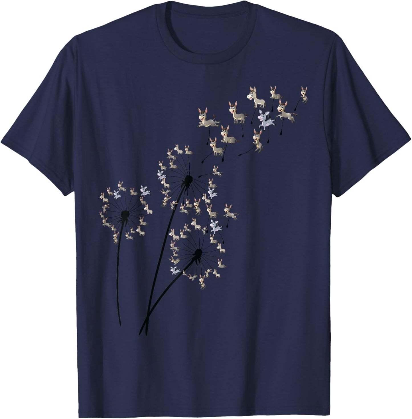 Dandelion Donkey Flower, Floral Donkey Tree Lover T-Shirt - T-Shirt | Navy