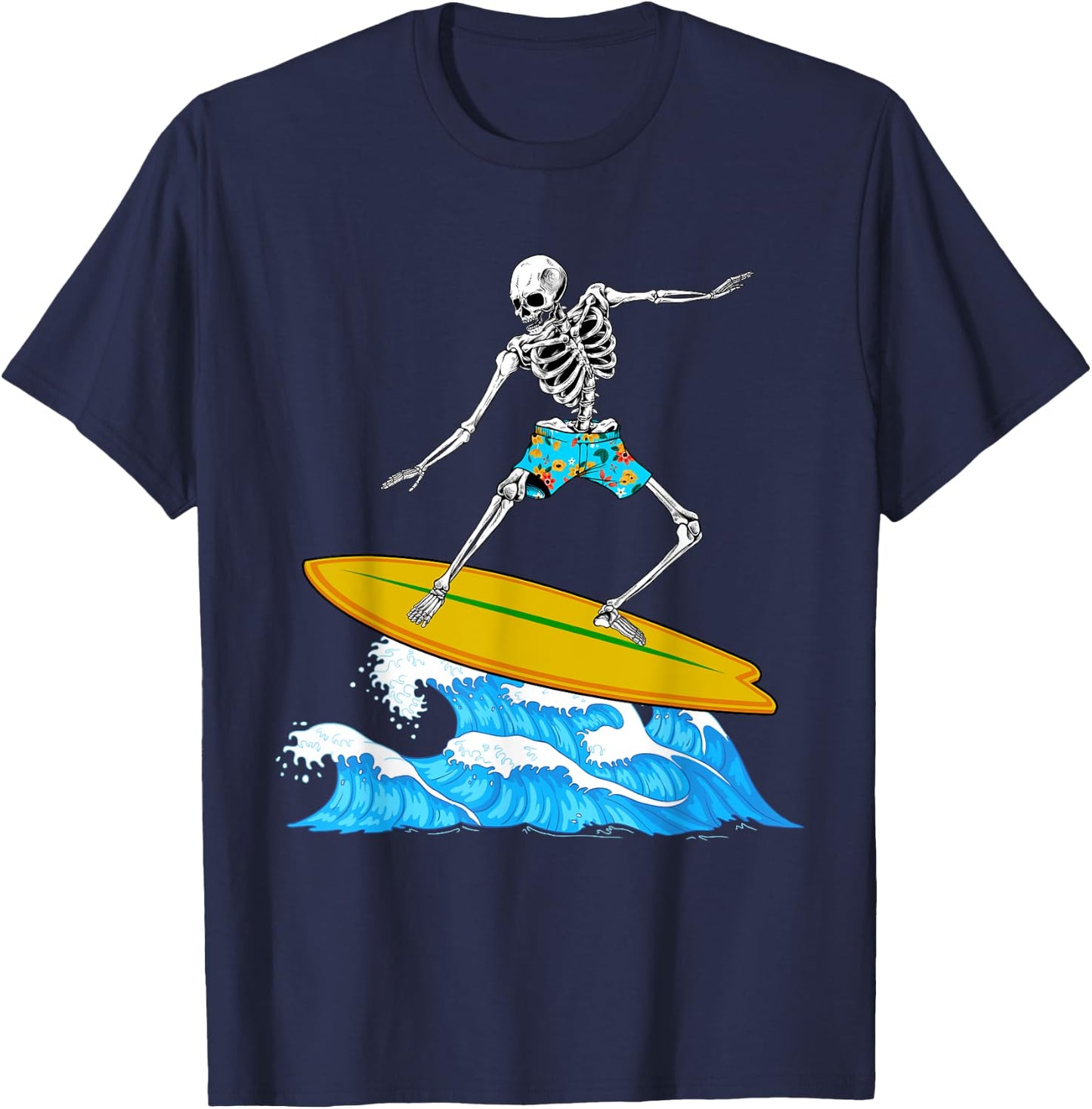 Cool Surfing Women Skeleton Surfer Surfboard Lovers T-Shirt - T-Shirt | Navy