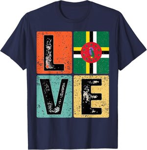 Vintage Retro I Love Dominica Flag for Dominican Pride Gift T-Shirt - T-Shirt | Navy