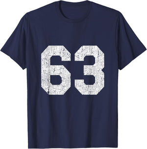 Jersey Uniform Number #63, 63rd Birthday T-Shirt - T-Shirt | Navy