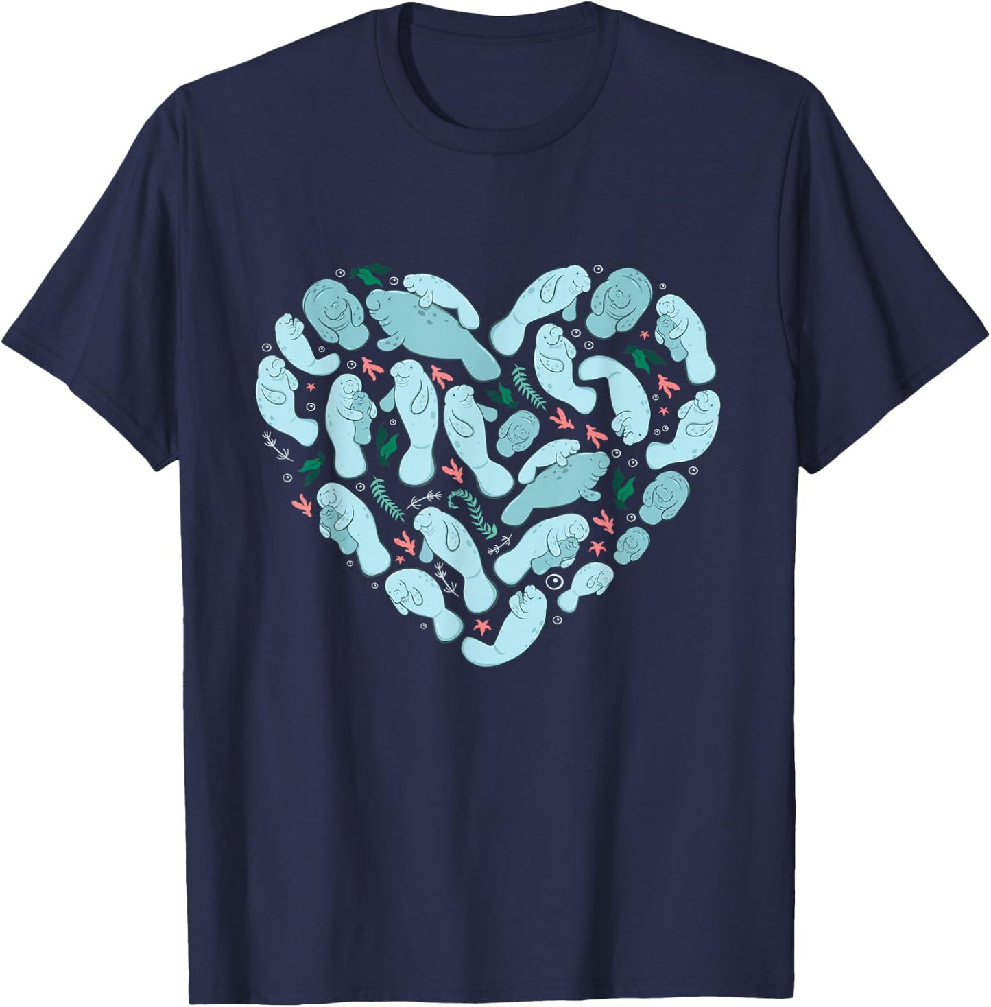 Manatee lover heart sea cow Floaty Potato kids boys women T-Shirt - T-Shirt | Navy