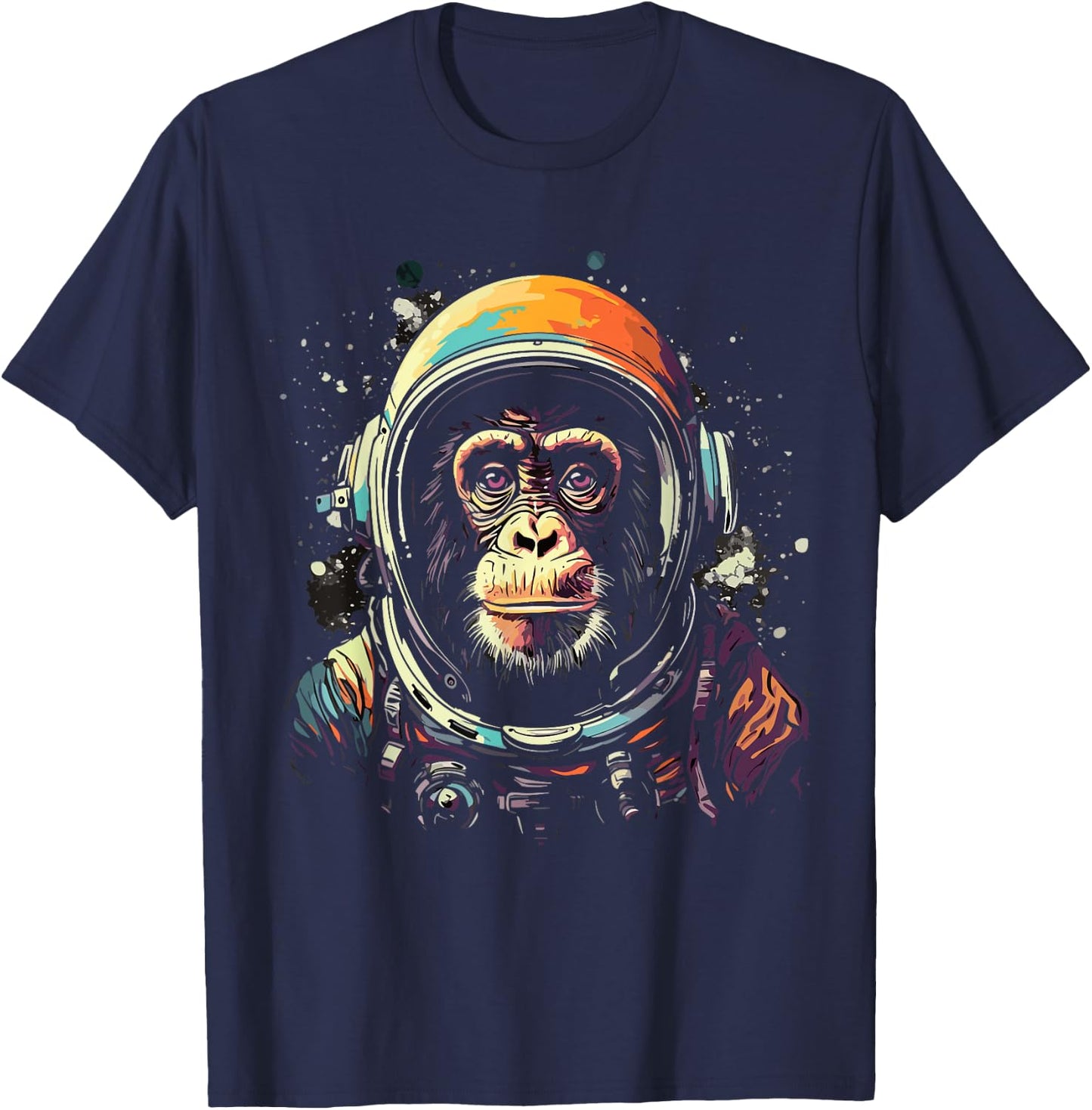 Astronaut Monkey Vintage Space Cosmonaut Graphic Travel T-Shirt - T-Shirt | Navy