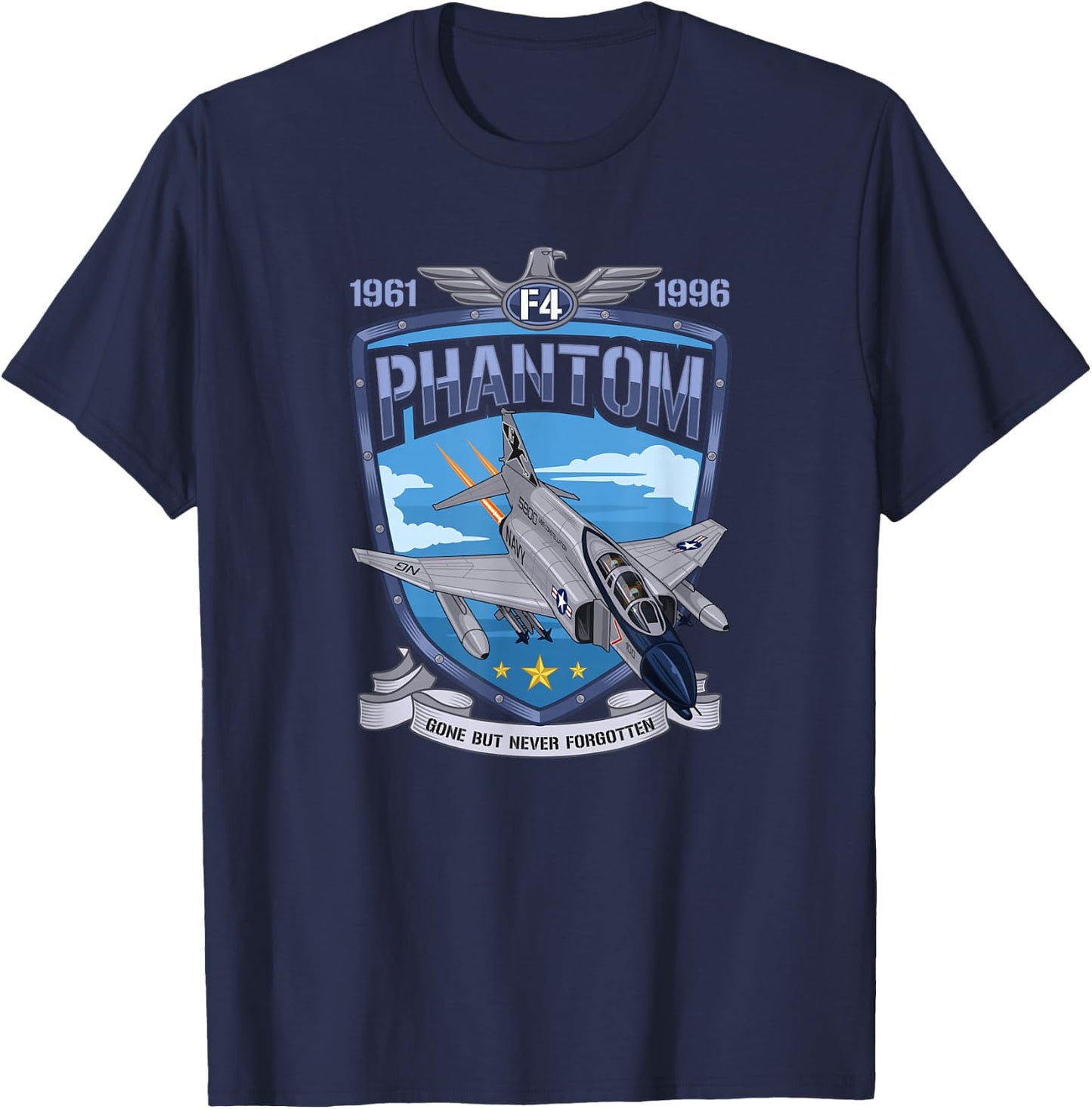 Vintage F4 Phantom II Jet Fighter Military Aviation T-Shirt - T-Shirt | Navy