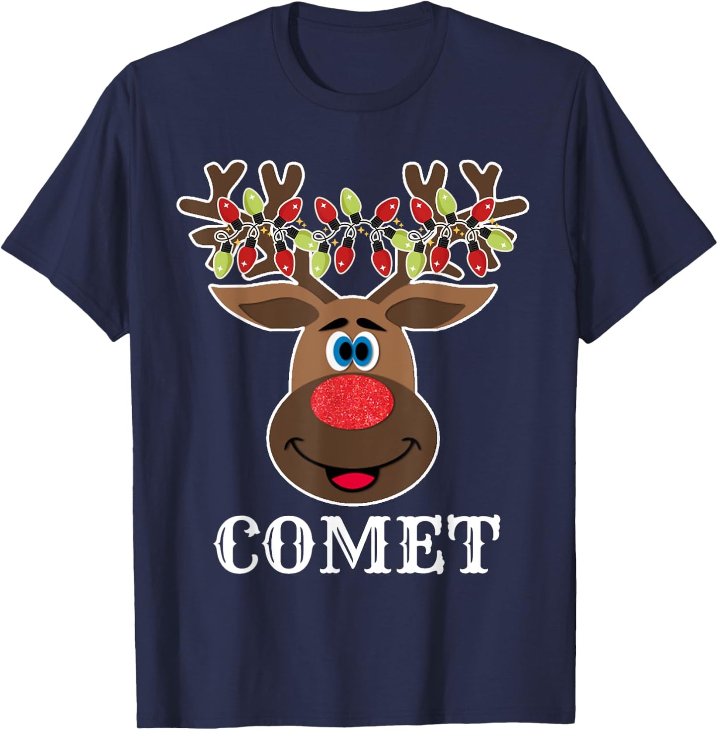 Santa Reindeer Comet Xmas Group Costume T-Shirt - T-Shirt | Navy