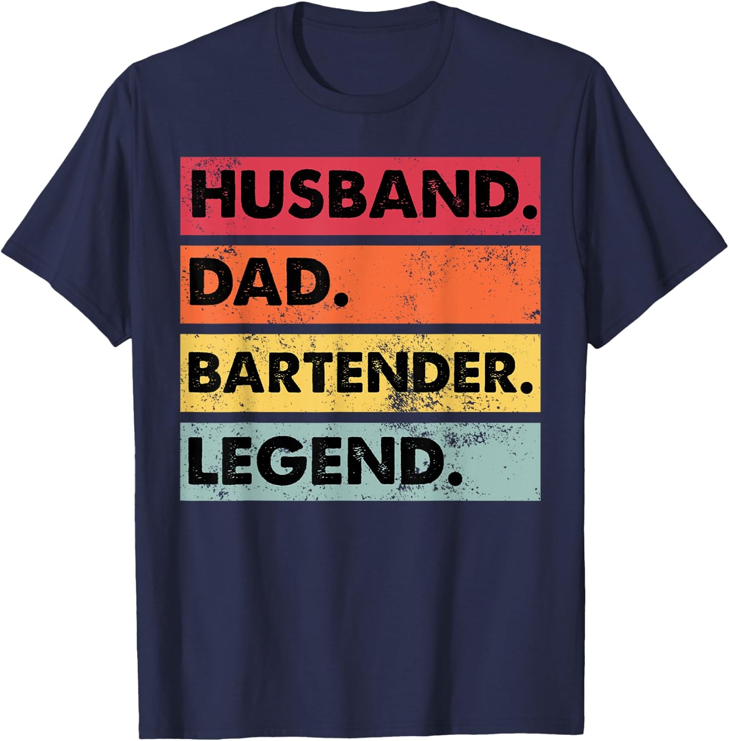 Retro Husband Dad Bartender Legend Funny Bartending T-Shirt - T-Shirt | Navy