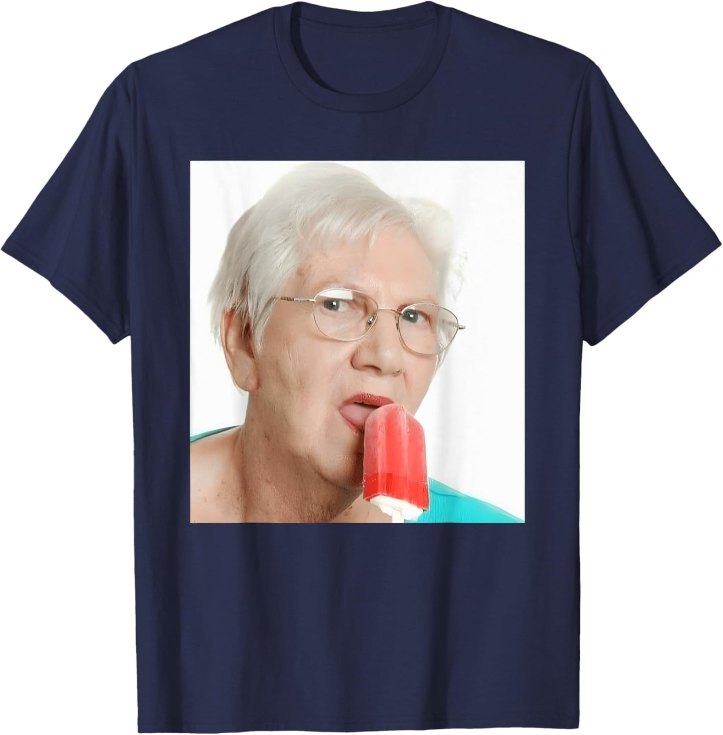 Grandma Just Lick It. Grandma Licks Ice Cream Meme Ice Lovers Summer T-Shirt - T-Shirt | Navy