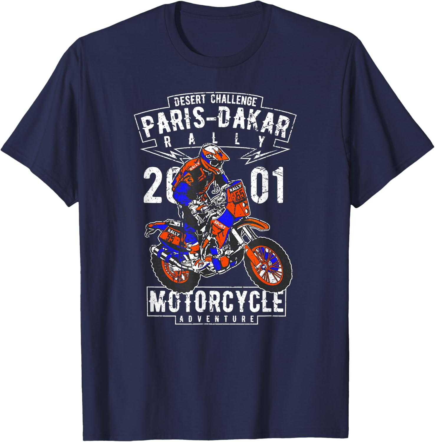 Paris-Dakar rally motorcycle adventure Sahara motocross T-Shirt - T-Shirt | Navy