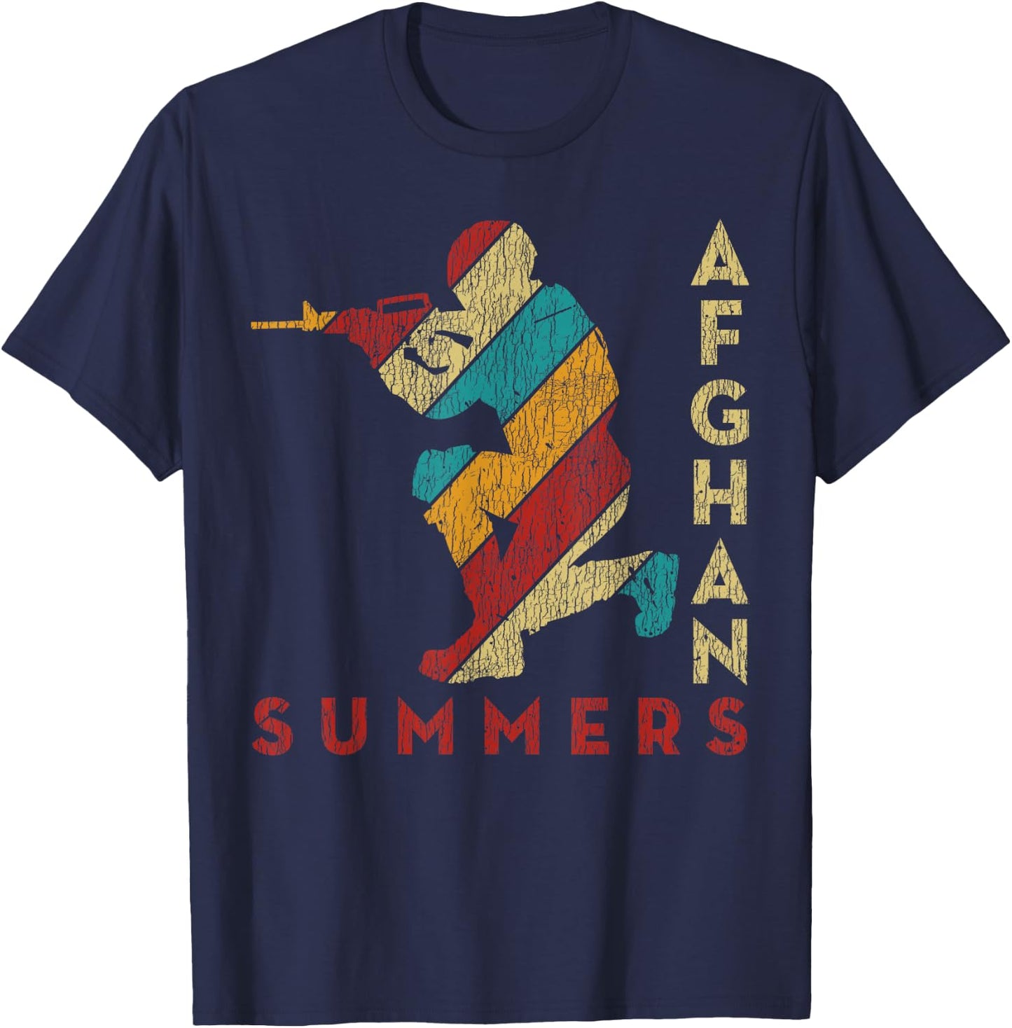 Vintage Soldier Afghan Summers Support Army Military Veteran T-Shirt - T-Shirt | Navy