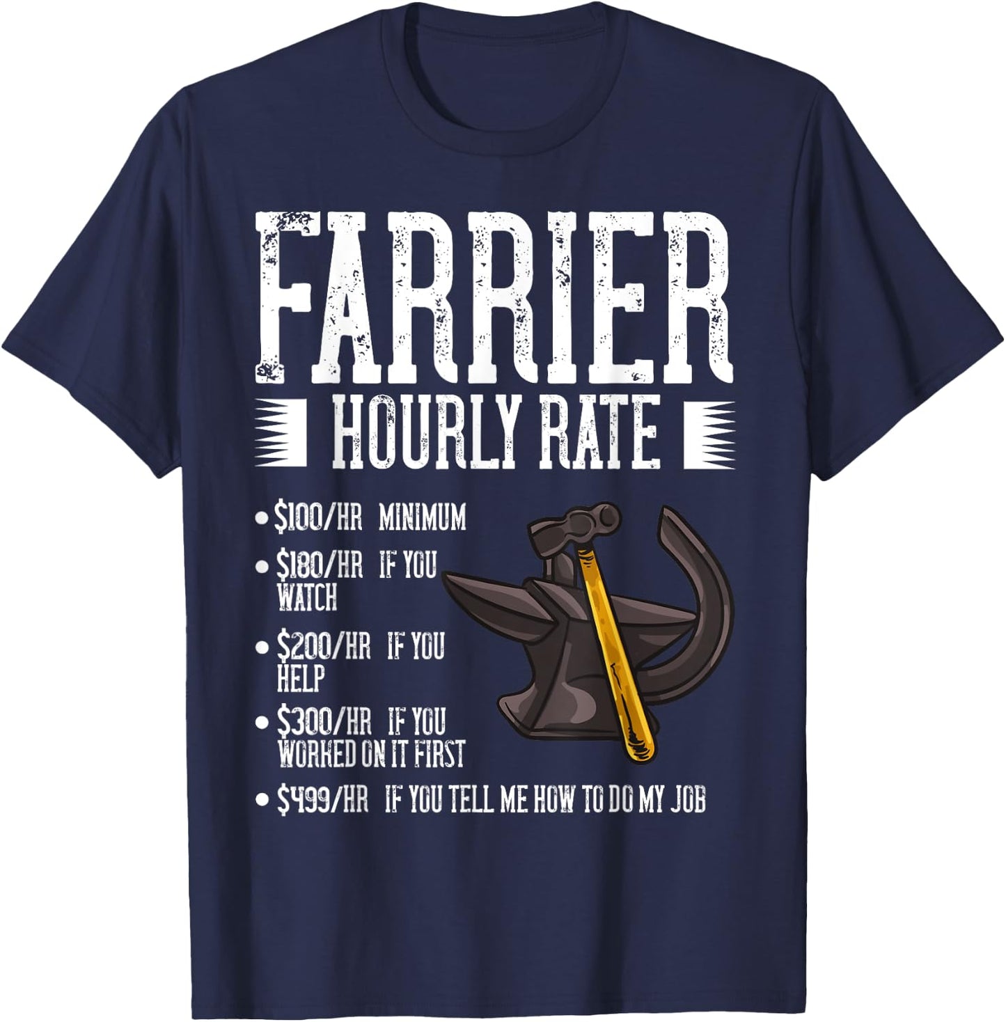 Farrier Horseshoe Gift Hoof Tools T-Shirt - T-Shirt | Navy