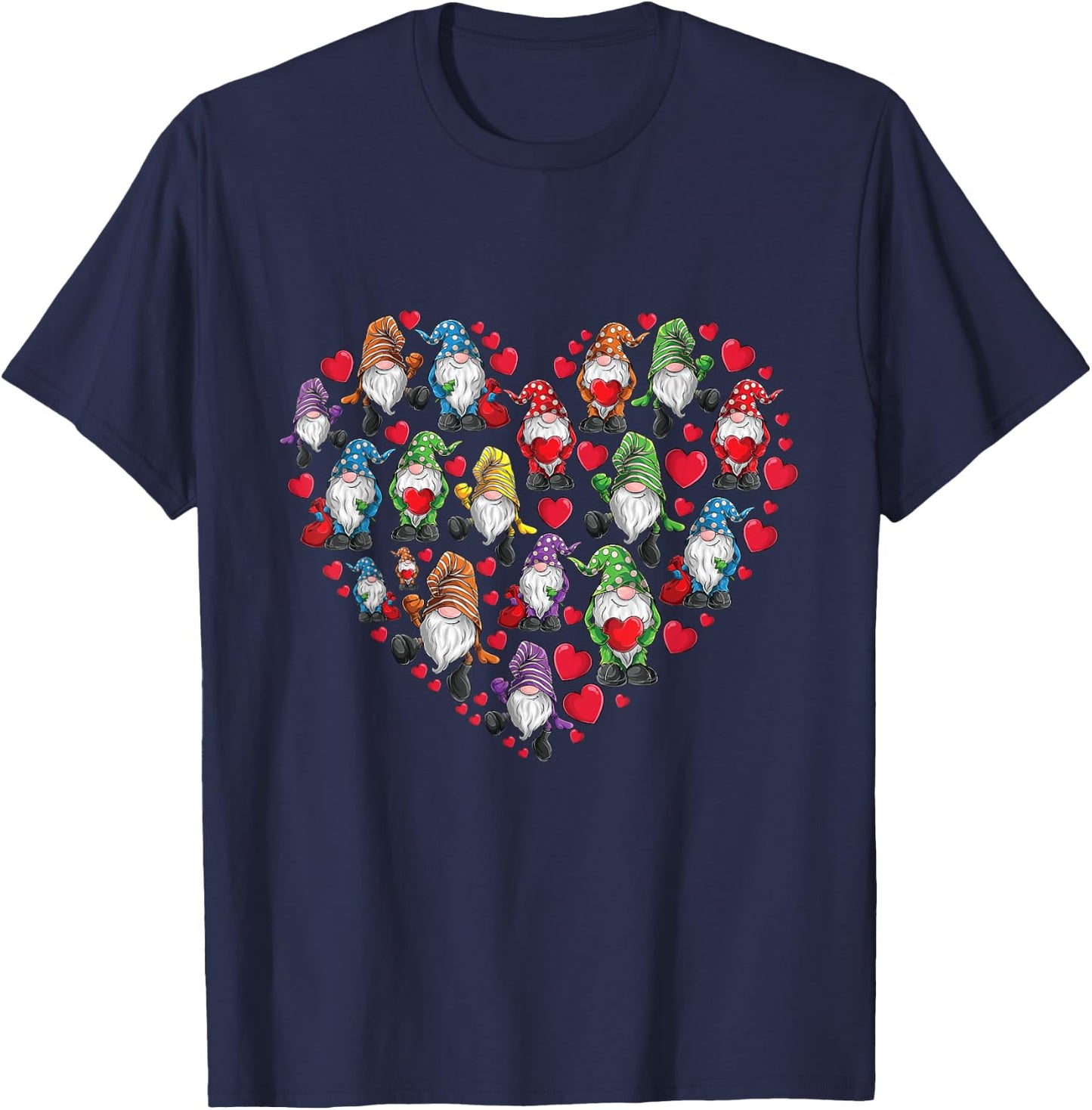 Gnomes Heart Love Gnome Lover Gift Men Women Kids Girls Boys T-Shirt - T-Shirt | Navy