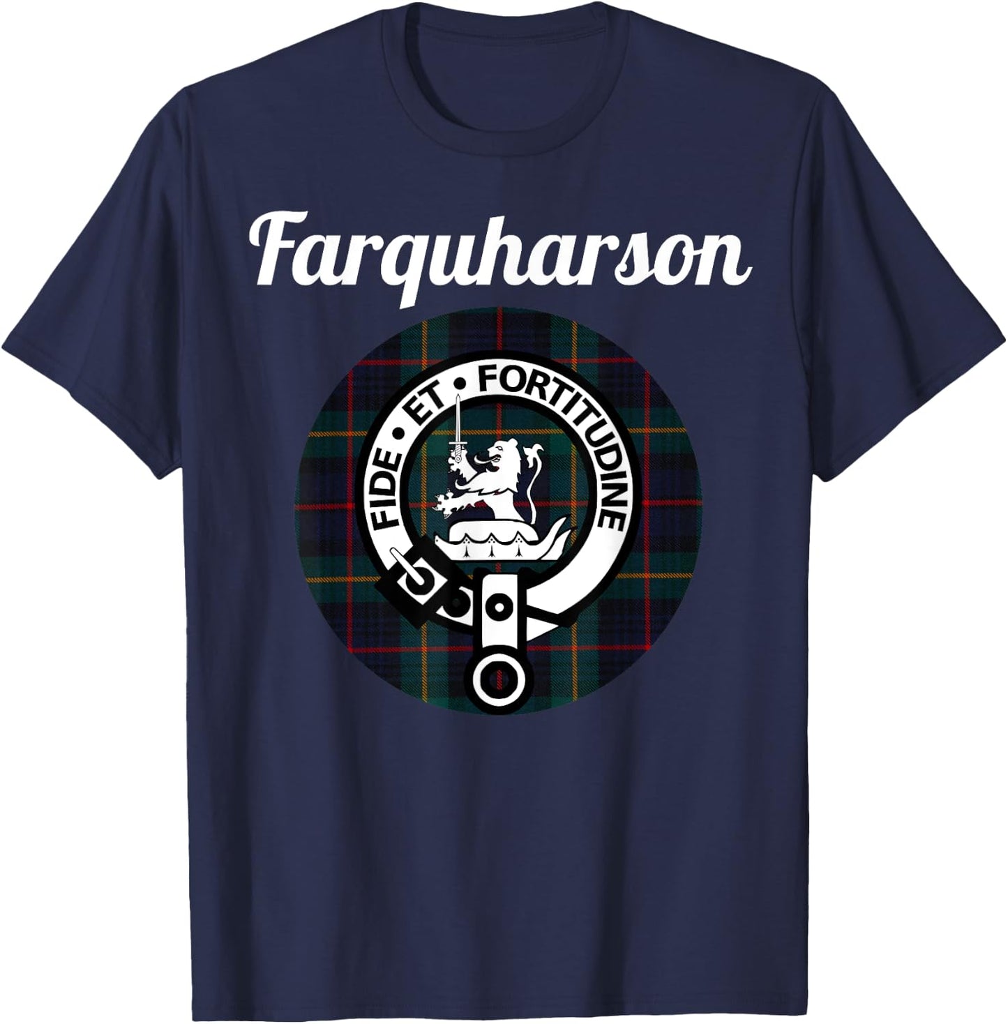 Farquharson Clan Scottish Name Coat Of Arms Tartan T-Shirt - T-Shirt | Navy