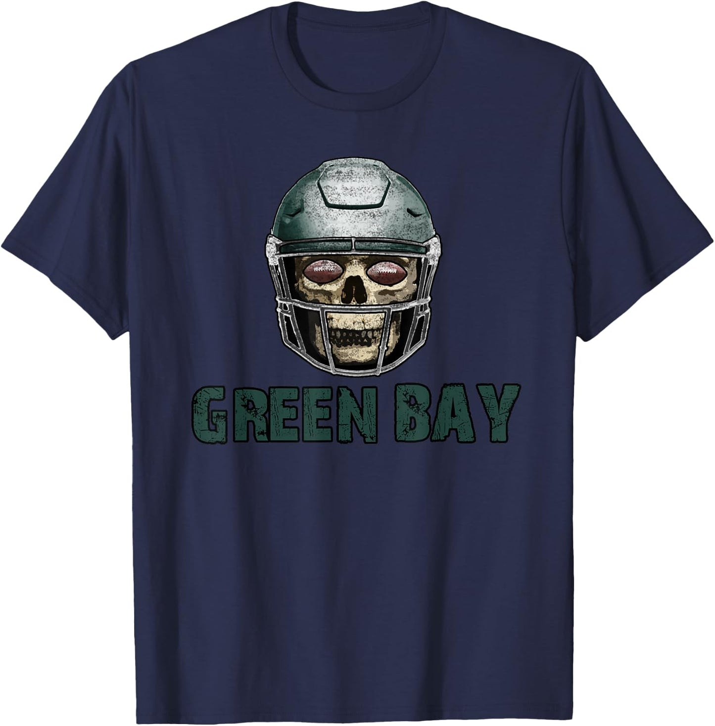 Green Bay Football Skull in Helmet T-Shirt - T-Shirt | Navy