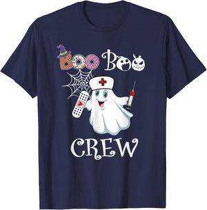 Boo Boo Crew Funny Ghost Paramedic EMT EMS Nurse Halloween T-Shirt - T-Shirt | Navy