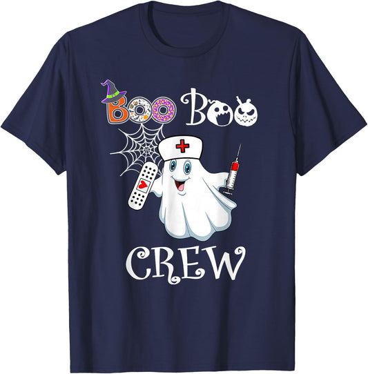 Boo Boo Crew Funny Ghost Paramedic EMT EMS Nurse Halloween T-Shirt - T-Shirt | Navy