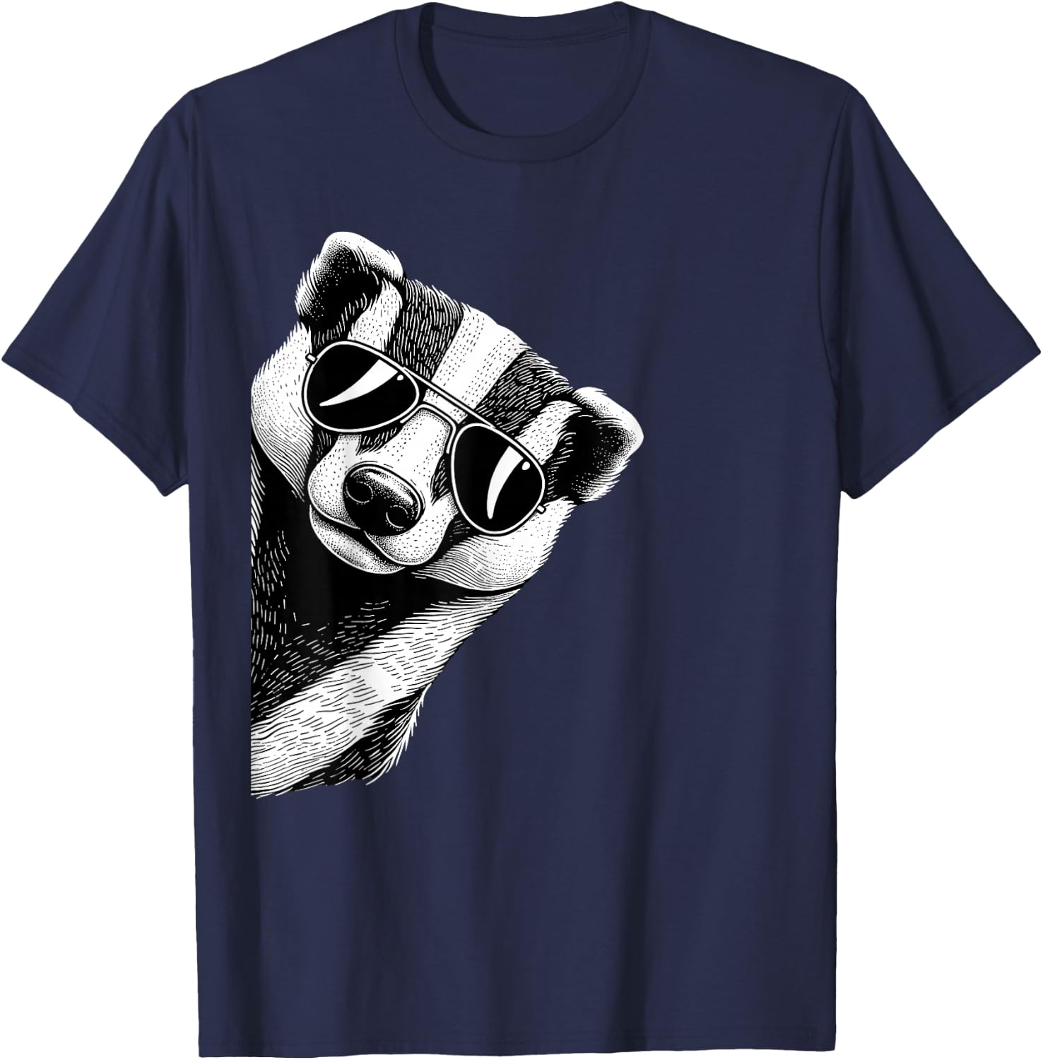 Funny Honey Badger Art Wearing Sunglasses T-Shirt - T-Shirt | Navy