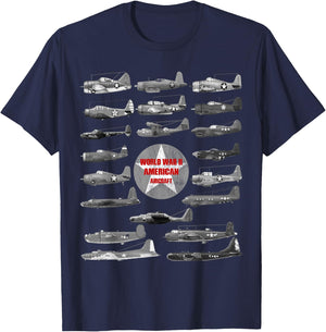 WW2 Planes Warbirds Plane Spotting American T-Shirt - T-Shirt | Navy