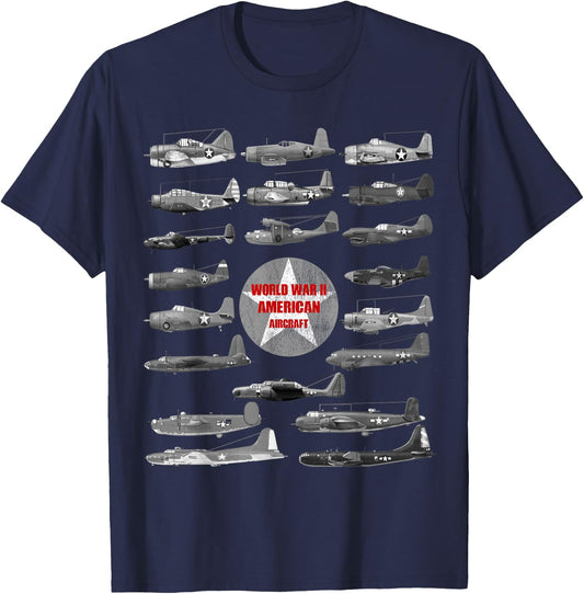 WW2 Planes Warbirds Plane Spotting American T-Shirt - T-Shirt | Navy