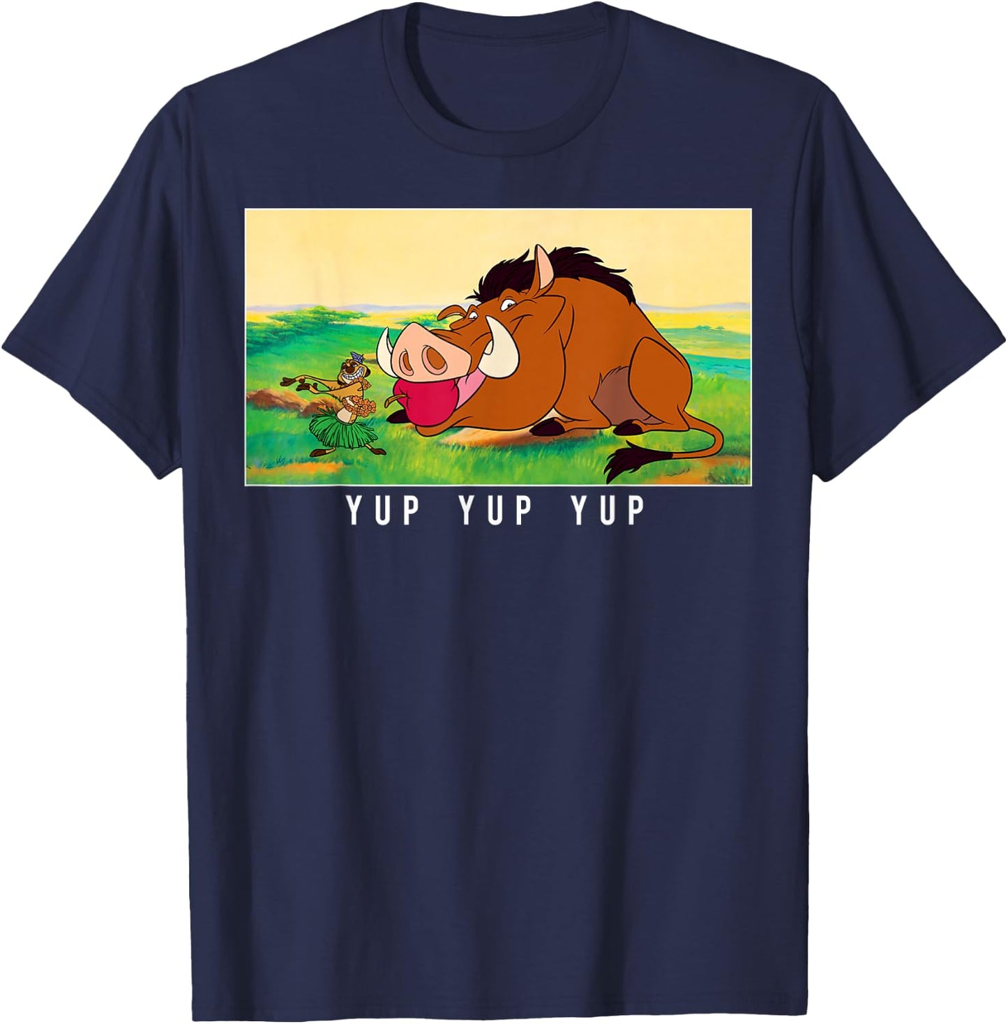 Disney Lion King Pumbaa Apple in Mouth Poster T-Shirt - T-Shirt | Navy