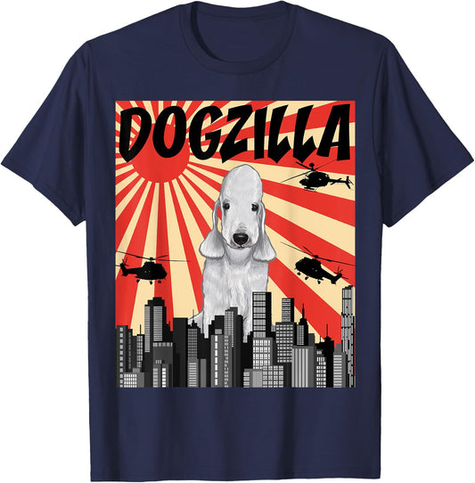 Funny Retro Japanese Dogzilla Bedlington Terrier T-Shirt - T-Shirt | Navy