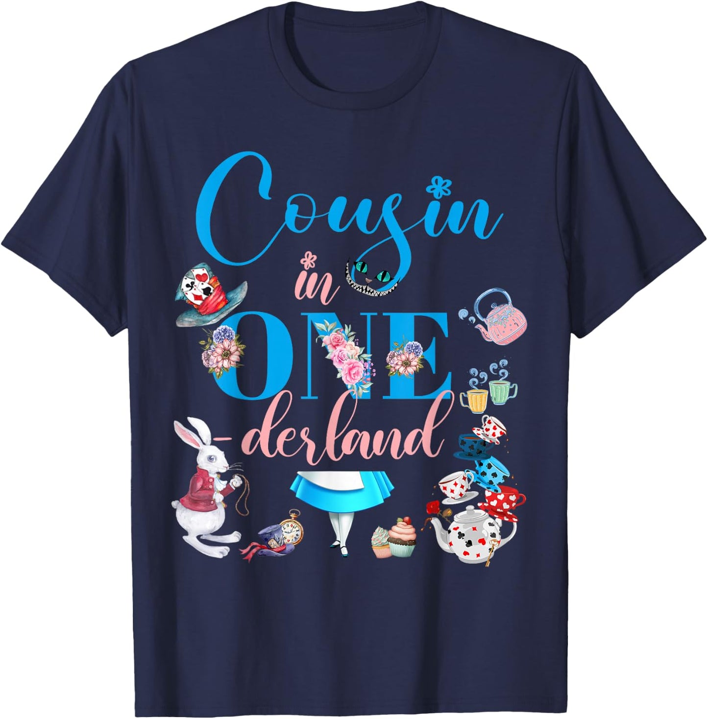 Alice in ONEderland Family Cousin Of The Birthday Girl T-Shirt - T-Shirt | Navy