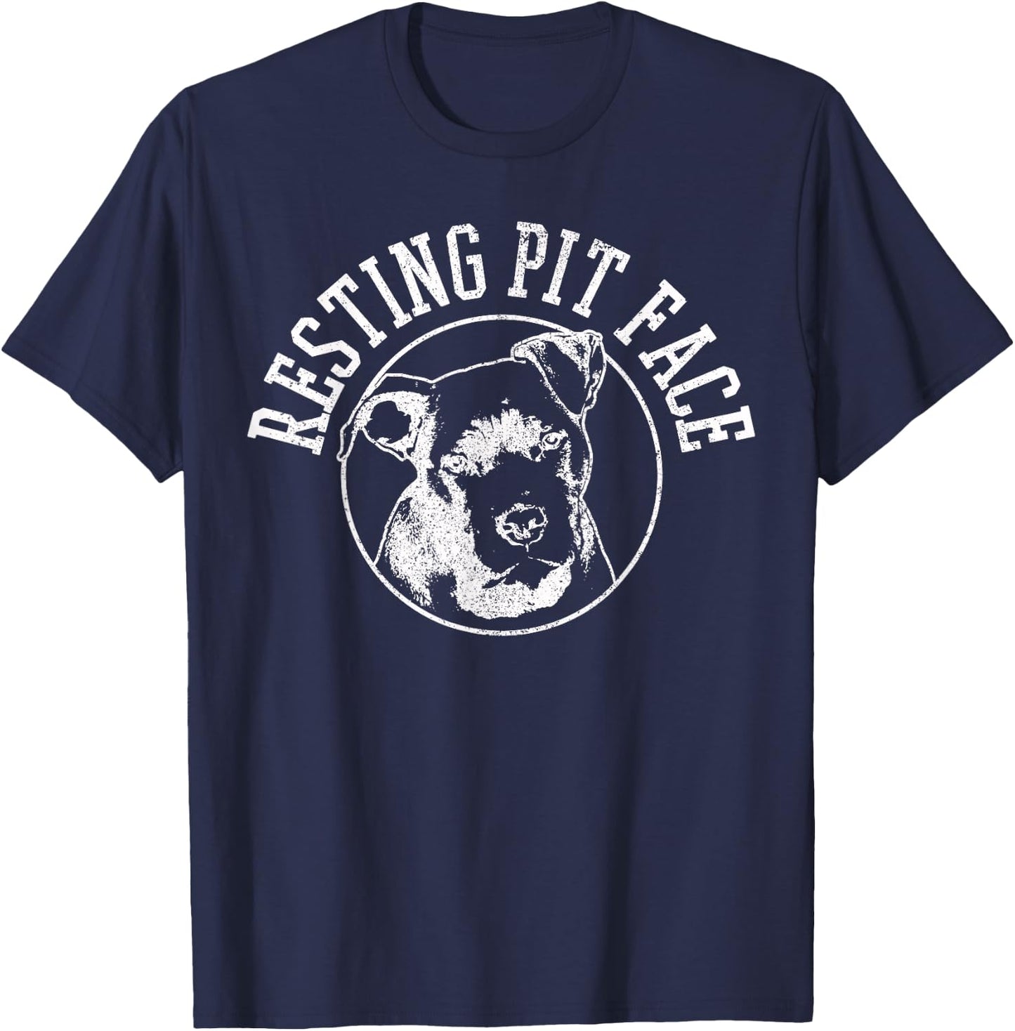 Resting Pit Face Funny Pitbull Dog Lover Funny Gift T-Shirt - T-Shirt | Navy