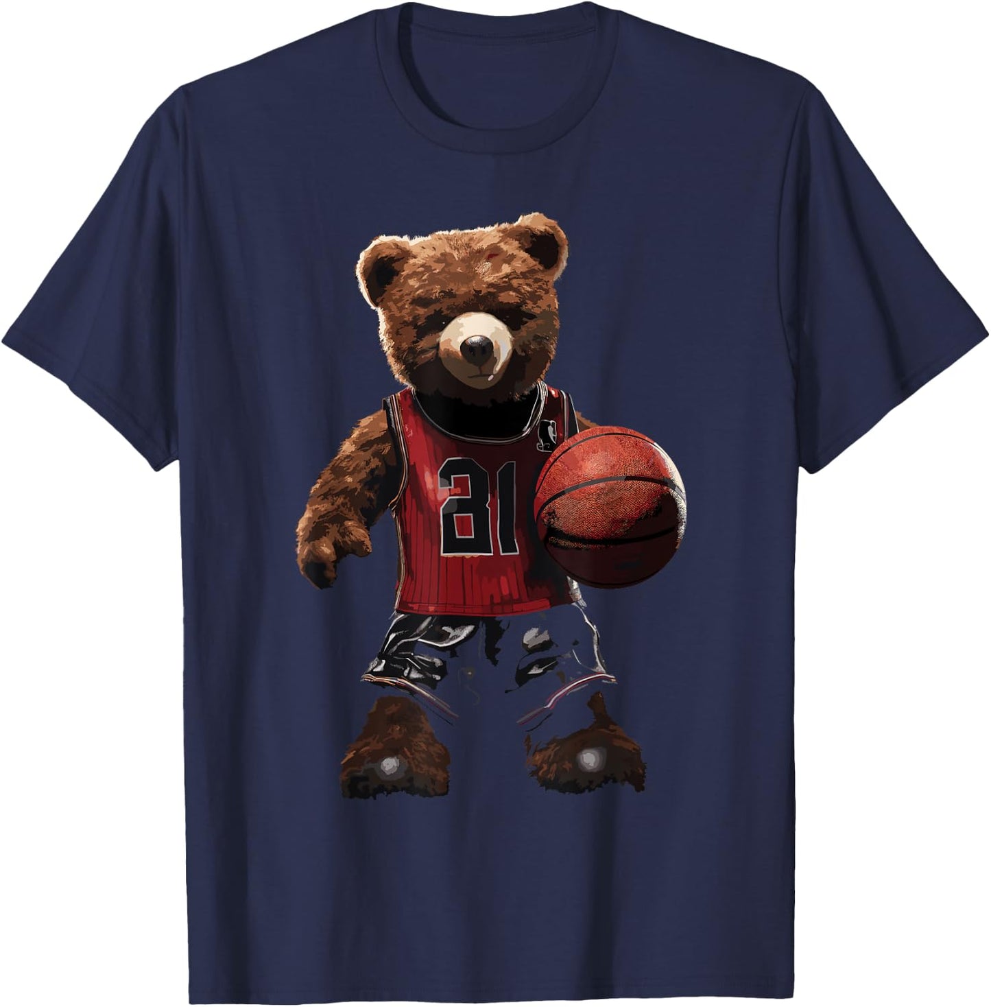 Cute teddy bear playing basketball Sport Women Kids T-Shirt - T-Shirt | Navy