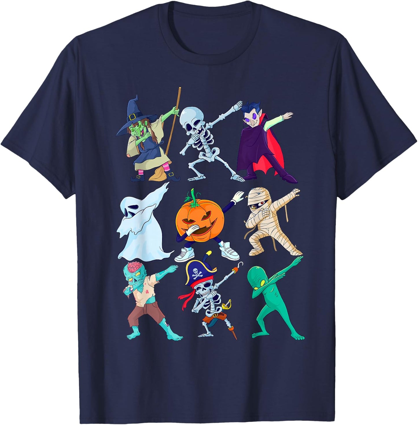 Dabbing Halloween Boys Skeleton Toddler Kids Scary Pumpkin T-Shirt - T-Shirt | Navy
