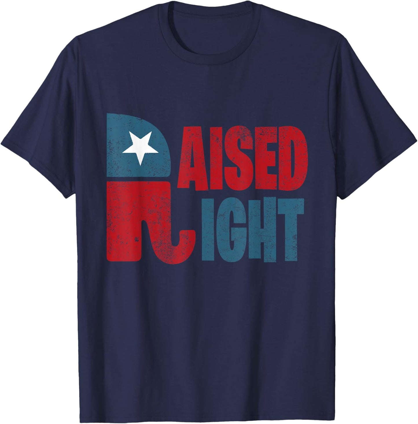 Raised Right Republican Elephant Vote Republican Trump 2020 T-Shirt - T-Shirt | Navy