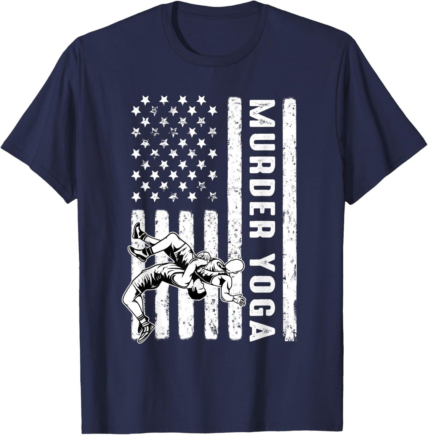 Wrestling Murder Yoga Flag T-Shirt - T-Shirt | Navy
