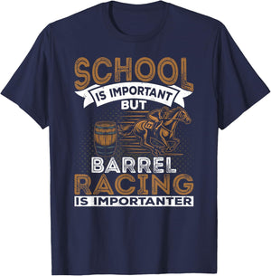 Barrel Racing Is Importanter Horse Racing Barrel Racer T-Shirt - T-Shirt | Navy