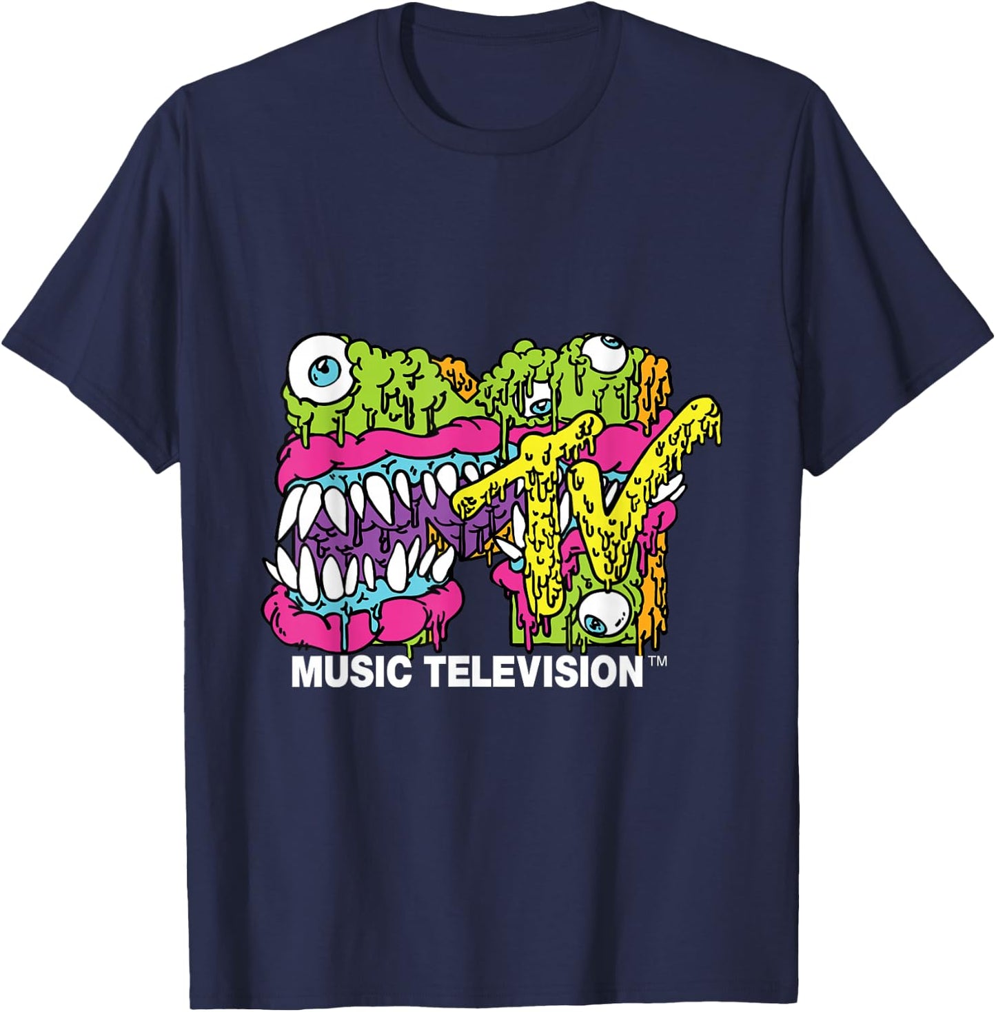 MTV Classic Logo Monster Design T-Shirt - T-Shirt | Navy