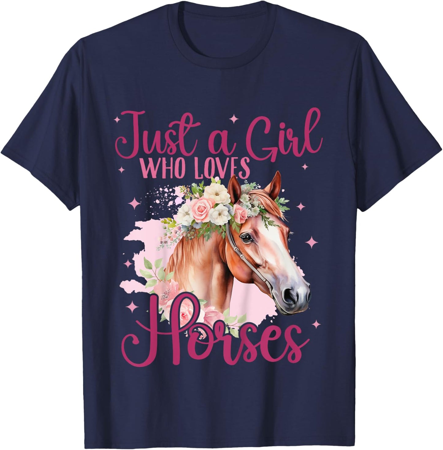 Kids Just a girl who loves Horses Riding Horse Lover Horse Girl T-Shirt - T-Shirt | Navy