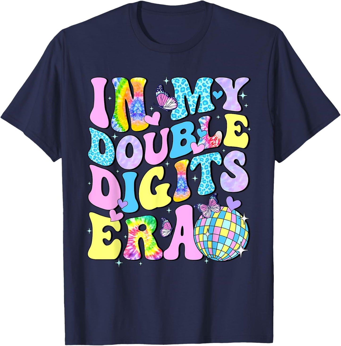 In My Double Digits Era Retro 10th Birthday 10 Years Old T-Shirt - T-Shirt | Navy