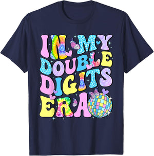 In My Double Digits Era Retro 10th Birthday 10 Years Old T-Shirt - T-Shirt | Navy