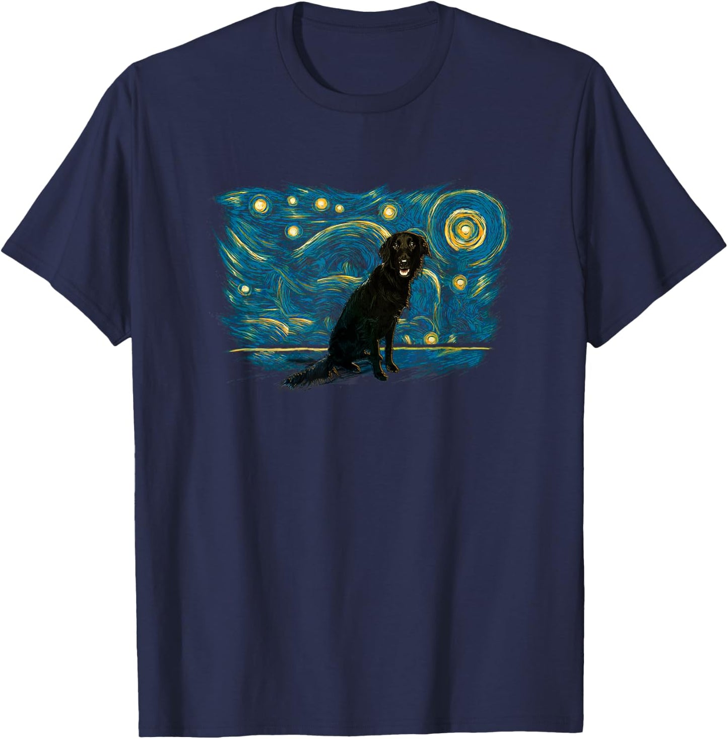 Retro Vintage Style Flat-Coated Retriever T-Shirt - T-Shirt | Navy