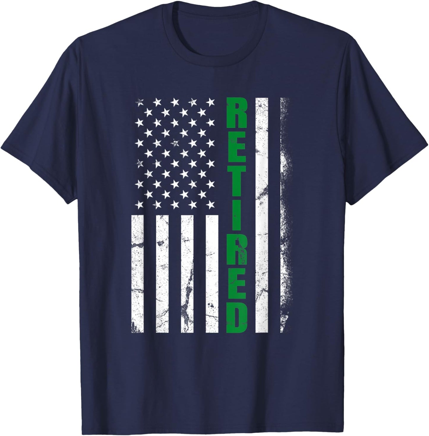 Retired Military Border Patrol Thin Green Line US Flag T-Shirt - T-Shirt | Navy