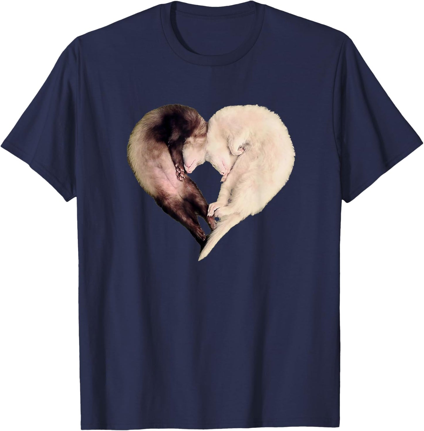 I Love My Funny Ferret Heart Graphic Ferret Owner T-Shirt - T-Shirt | Navy
