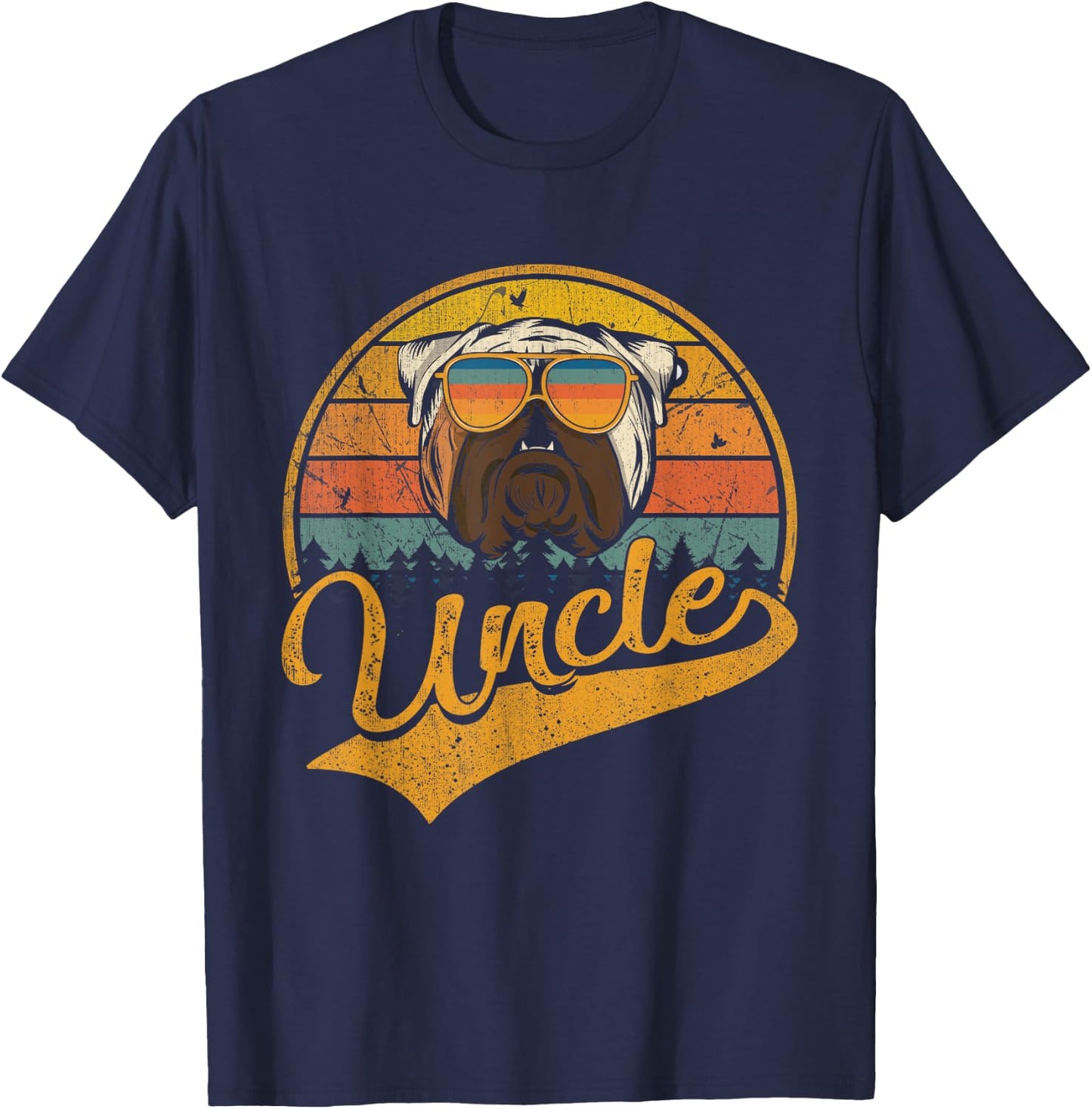 Father's Day Gifts Retro Vintage English Bulldog Uncle Women Girls Kids T-Shirt - T-Shirt | Navy