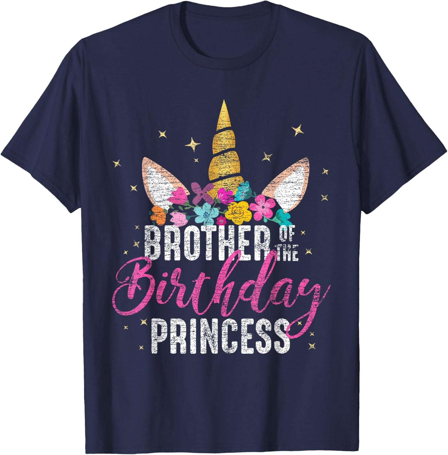 Brother Of The Birthday Princess Gift Unicorn Birthday T-Shirt - T-Shirt | Navy